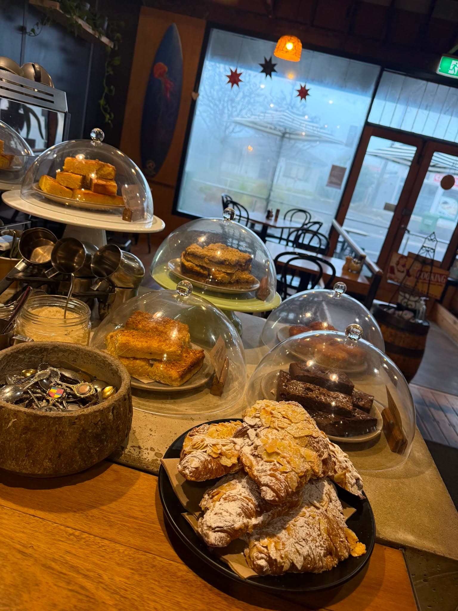 A freshly baked croissant plated at The Waterboy Cafe